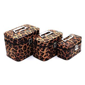 Leopard Printed 3-in-1 Cosmetic Case. NWT